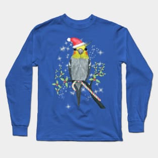 A portrait of a cockatiel Christmas style Long Sleeve T-Shirt